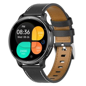 Likron Y25y Smartwatch GPS AMOLED 1.32" | Heart Rate, Blood Oxygen, 170+ Sports Modes | 30M Waterproof | Aluminum Alloy | Gloryfitpro App - Black belt