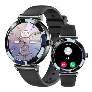 Likron Women's H20 Smart Watch | 1.27" HD Display, Bluetooth Calls, Heart Rate, Blood Pressure, IP67 Waterproof, Steel/Silicone Strap - black