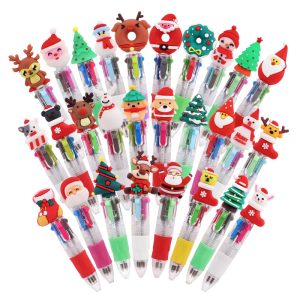 Christmas Cartoon 4-Color Ballpoint Pens - Party Favor & Gift Set
