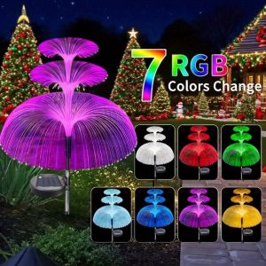 Solar-Powered LED Jellyfish Pathway Lights - 7 Color Changing Outdoor Garden Decor - 3Layer