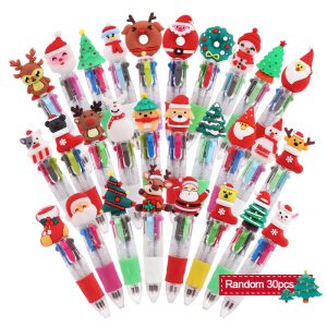 Christmas Cartoon 4-Color Ballpoint Pens - Party Favor & Gift Set - 30Pcs