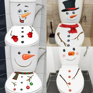 Christmas Snowman Toilet Decals - Waterproof PVC Bathroom Decoration