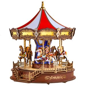 3D Wooden Puzzle Music Box Kit - Classic Carousel with LED Lights
