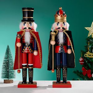 38CM Wooden Nutcracker Ornament - Classic Christmas Soldier & King Decor