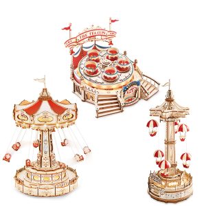DIY 3D Wooden Puzzle Music Box - Magic Amusement Park (Parachute Tower)