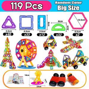 Magnetic Building Blocks Designer Set - Large Size Educational Constructor Toy - big size 119pcs