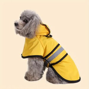 Adjustable Waterproof Dog Raincoat with Hood and Reflective Strip