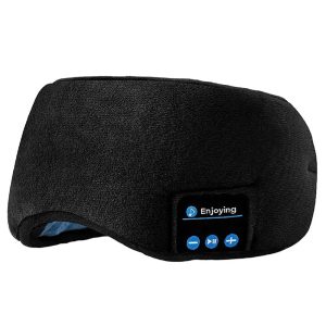 Likron Wireless Bluetooth Sleep Headband with Built-in Headphones and Eye Mask for Sports & Relaxation - Black