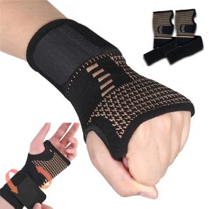 Likron 1pc Copper-Infused Compression Wrist Support Strap for Lifting & Sports