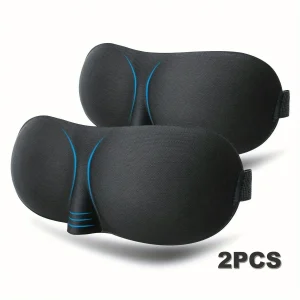 3D Contoured Sleeping Mask for Total Light Blockout - Soft Padded Eye Cover for Rest and Travel - 2pcs