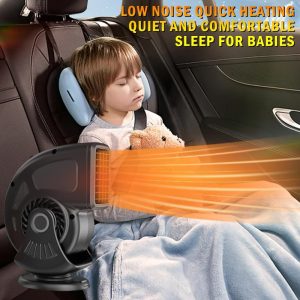 150W Portable Car Heater and Cooler 2-in-1 Fan, 360° Rotatable Windscreen Defogger with Cigarette Lighter Plug (12V/24V)