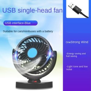 Car Cooling Fan 360° Adjustable Dual Head USB Car Fan 5V 12V 24V 2-Speed Automotive Electric Fan for Dashboard Truck RV - 1 Head 5v Usb