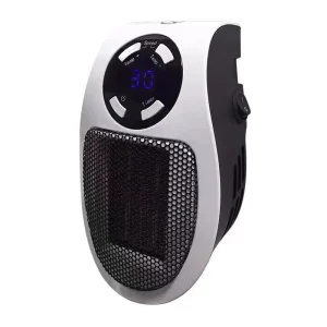 500W Mini Plug-in Space Heater with Digital Display, Remote Control, Timer, and Overheat Protection - Remotecontrolwhite