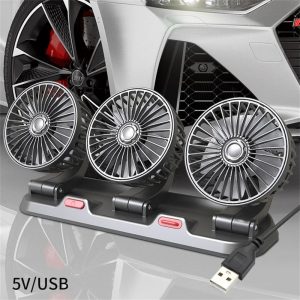 Car Cooling Fan 360° Adjustable Dual Head USB Car Fan 5V 12V 24V 2-Speed Automotive Electric Fan for Dashboard Truck RV - 3 Head 5v Usb