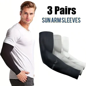 3 Pairs Unisex Ice Silk Cooling Arm Sleeves for Sun Protection – UV Cover for Outdoor Sports, Driving, and Fishing
