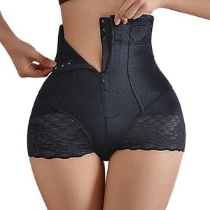 High Waist Zipper Body Shaper Panties for Women - Seamless Tummy Control Compression Underwear - Bk