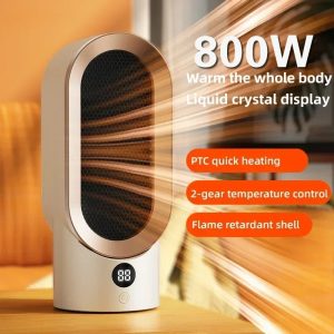 800W Portable PTC Ceramic Electric Space Heater with 2-Speed Adjustable Temperature for Desktop Home Office