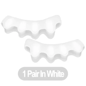Silicone Toe Separators and Stretchers for Foot Comfort, Gel Toe Straighteners for Alignment and Pressure Relief - 1 Pair White