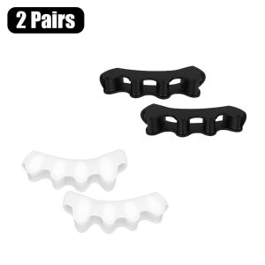 Silicone Toe Separators and Stretchers for Foot Comfort, Gel Toe Straighteners for Alignment and Pressure Relief - 2 Pairs-e