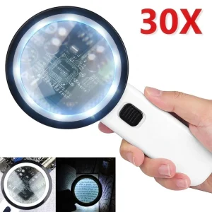 Magnifier With Light 12 Led Handheld Tool For High Magnification Inspection And Reading Aid For Seniors And Hobbies
