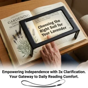Low Vision Aids 3x Full-Page Led Lighted Magnifier, Foldable Desktop Stand For Reading Books And Documents