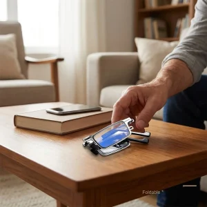 Foldable Reading Glasses, Steel Metal Frame Hd Anti-Blue Light Eyewear, Compact Portable Vision Correction For Men And Women, Complete Set