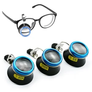 Magnifying Eye Piece Clip-On Eyeglass Loupe With 5x 10x 20x Magnification Lenses For Watchmakers Repair And Portable Precision Process Operation Tasks