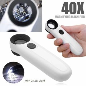 40x LED Illuminated Handheld Magnifier Loupe