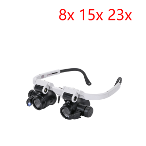 Magnifying Glass Glasses Head-Mounted Loupe Featuring Led Illumination And 10x To 25x Magnification Power For Precision Watchmaking And Hobby Work By Likron