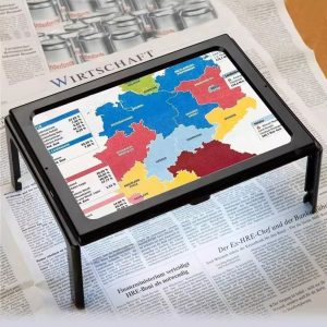 Easy To Use Large Page Magnifier - Led Illuminated 3x Full-Page Hands-Free Lens, Foldable Desktop Stand For Reading Books And Documents With Low Vision