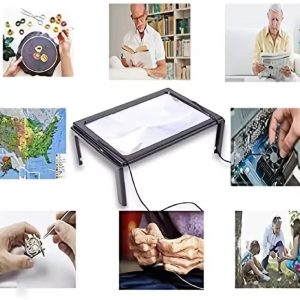 Easy To Use Large Page Magnifier - 3x Full-Sheet Reading Device Featuring Integrated Leds And A Collapsible Stand For Low Vision Document Viewing