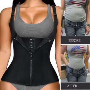 Women's Neoprene Waist Trainer Vest with Zipper & Hooks - Adjustable Body Shaper for Postpartum & Workout
