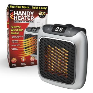 Compact Plug-in Wall Outlet Space Heater – Portable Ceramic Fan Heater with Adjustable Thermostat, Digital Display, 12-Hour Timer, and Auto Shut Off (US Plug)