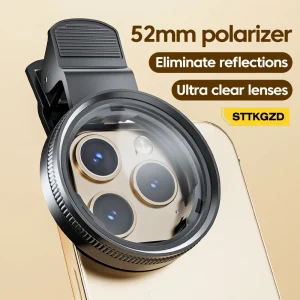 Likron 52mm Circular Polarizer (CPL) Lens Filter with Universal Clip for All Smartphones - Eliminates Reflections and Enhances Color