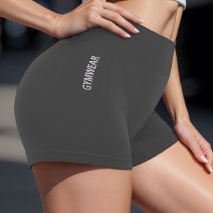 2-Pack Women's High-Waisted Seamless Yoga Shorts - Moisture-Wicking Athletic Performance Wear - Gray