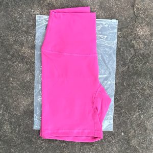 Women Sports Biker Shorts Women Naked Feeling High Waist Yoga Shorts Push Up Fitness Leggings Tummy Control Yoga Slim Shorts - Pink Red