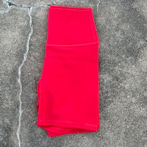 Women Sports Biker Shorts Women Naked Feeling High Waist Yoga Shorts Push Up Fitness Leggings Tummy Control Yoga Slim Shorts - Red