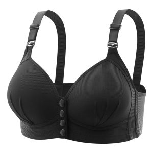 2-Pack Premium Everyday Comfort Front-Closure Wireless Bra - Breathable Support for All-Day Wear - Black