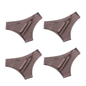 Premium 4-Pack Women’s Seamless Ice Silk Panties - Breathable Lightweight Everyday Underwear - Soft Stretch Full Coverage Fit (Sizes M-XL)
