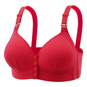 2-Pack Premium Everyday Comfort Front-Closure Wireless Bra - Breathable Support for All-Day Wear - Red