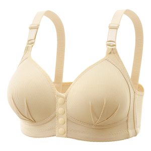 2-Pack Premium Everyday Comfort Front-Closure Wireless Bra - Breathable Support for All-Day Wear - Skin Color