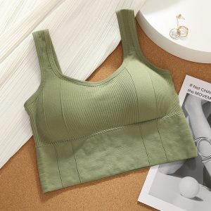 2pcs Premium Women’s Seamless Sports Bra - High-Support Yoga & Fitness Tank - Moisture-Wicking Breathable Fabric for Everyday Comfort - Green