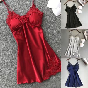 Premium Satin Silk Nightdress with Lace Trim - Breathable Sleeveless Sleepwear for Women - Elegant Lounge & Bedtime Comfort