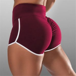 2pcs Women’s High-Waist Athletic Shorts - Moisture-Wicking Yoga & Fitness Apparel for Active Lifestyle - Comfortable Stretchy Gym Wear - Claret