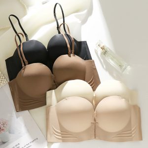 Premium Seamless Front-Closure Strapless Bra - Supportive Non-Slip Design for Evening Gowns & Off-Shoulder Tops - Comfortable Everyday Fit