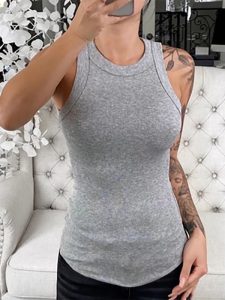 2pcs Premium Ribbed Crew Neck Tank Top - Soft Stretch Cotton Blend Basic Camisole for Layering or Everyday Wear - Women’s Essential Apparel - Gray